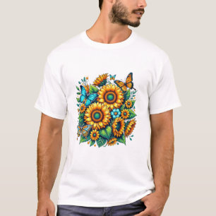 Zonnebloem en vlinder Canvas tas - Bloemen Natuur T-shirt
