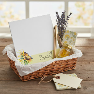 Zonnebloem en vlinder gepersonaliseerd notitieblok