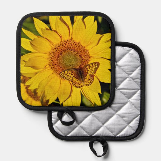Zonnebloem en vlinder pannenlap (Voorkant / Achterkant)