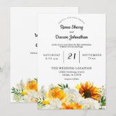 Zonnebloem en witte rozenbloem kaart (Voorkant / Achterkant)