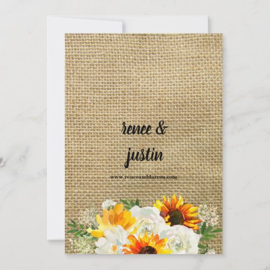 Zonnebloem en witte rozenbloem kaart (Achterkant)