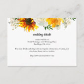 Zonnebloem en witte rozenbruiloft of partijgegeven informatiekaartje (Voorkant)