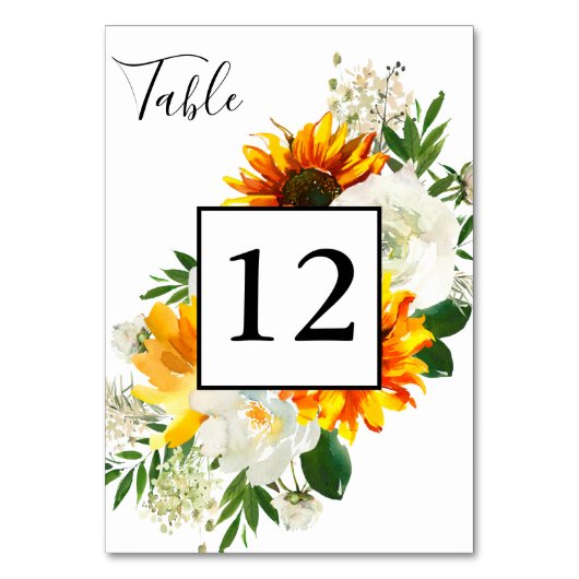 Zonnebloem en witte rozengriep - Wit 2 Kaart (Voorkant)