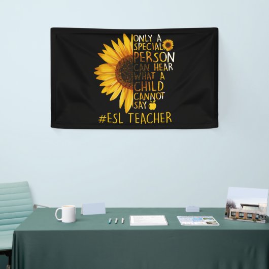 Zonnebloem ESL-leraar speciaal persoon kan horen Spandoek (Beurs)