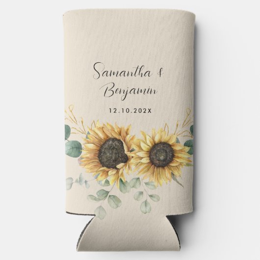 Zonnebloem Eucalyptus Bloemenscript Bruiloft Favor (Achterkant)