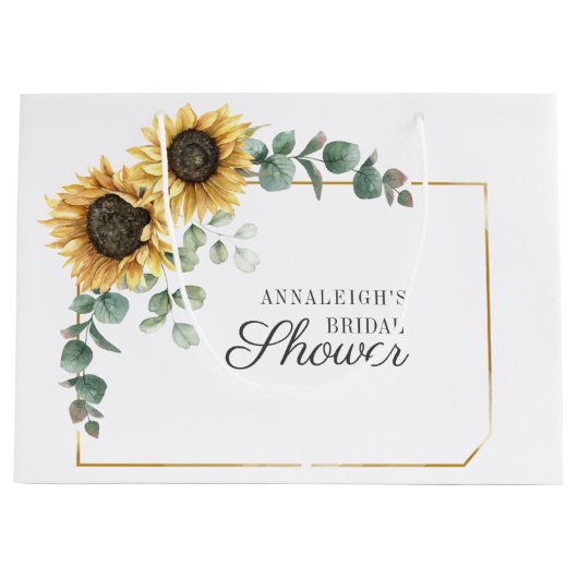 Zonnebloem Eucalyptus Bloemrijke Script Bruidsdouc Groot Cadeauzakje (Voorkant)
