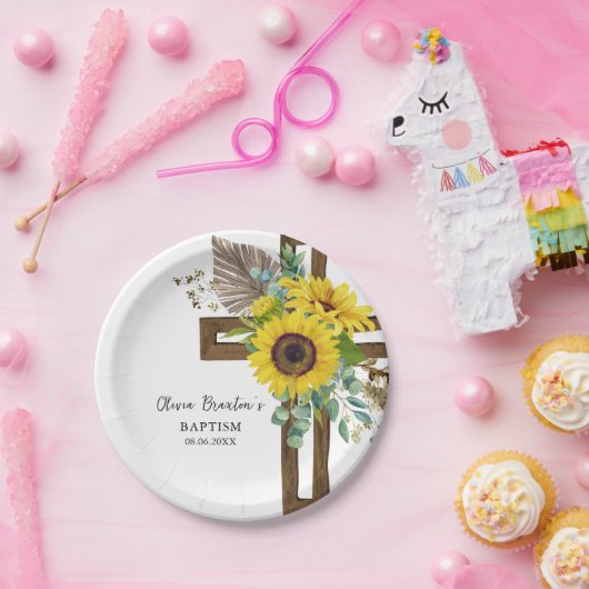 Zonnebloem & Eucalyptus Boho Dooppapier Bord (Feest)