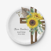 Zonnebloem & Eucalyptus Boho Dooppapier Bord (Voorkant)