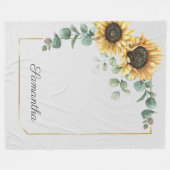 Zonnebloem Eucalyptus Botanisch Bloemen Script Fleece Deken (Voorkant (Horizontaal))