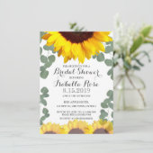 Zonnebloem Eucalyptus Bridal Shower Invitations Kaart (Staand voorkant)