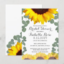Zonnebloem Eucalyptus Bridal Shower Invitations
