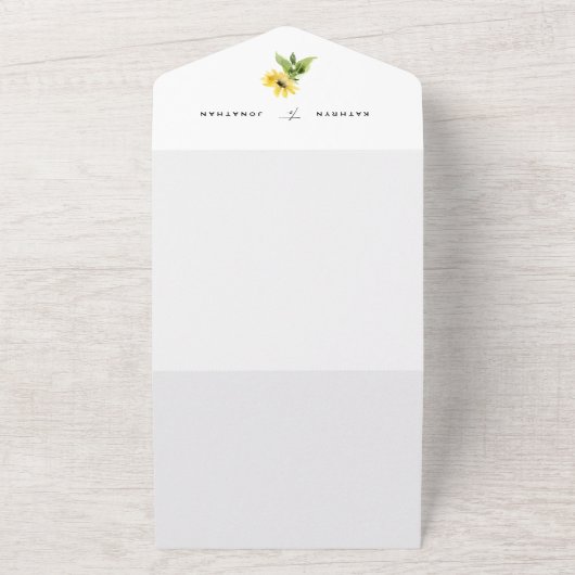Zonnebloem Eucalyptus Bride Parents Weddenschap All In One Uitnodiging (Buitenkant)