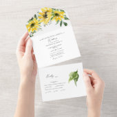 Zonnebloem Eucalyptus Bride Parents Weddenschap All In One Uitnodiging (Afscheurbaar)