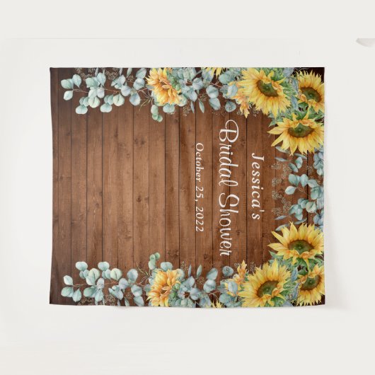 Zonnebloem Eucalyptus Bruidsshower Foto Achtergron Wandkleed (Voorkant (horizontaal))