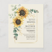 Zonnebloem Eucalyptus Bruiloft Bloemen Uitnodiging (Voorkant)