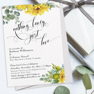 Zonnebloem Eucalyptus Elegante Typografie Ontvangs Kaart