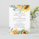 Zonnebloem Eucalyptus Floral Botanical Wedding Kaart (Staand voorkant)