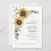 Zonnebloem Eucalyptus Floral Botanical Wedding Kaart (Voorkant)