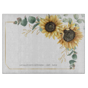 Zonnebloem Eucalyptus Floral Gold Geometric Snijplank