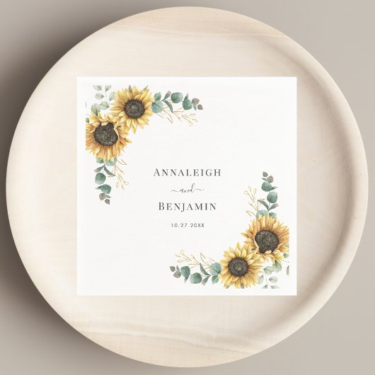 Zonnebloem Eucalyptus Floral Weddenschap Paper Servet