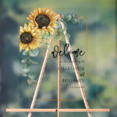 Zonnebloem Eucalyptus Floral Weddenschap Welkom Acryl Bord (Neutraal)