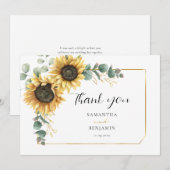 Zonnebloem Eucalyptus Floral Wedding Bedankkaart (Voorkant / Achterkant)
