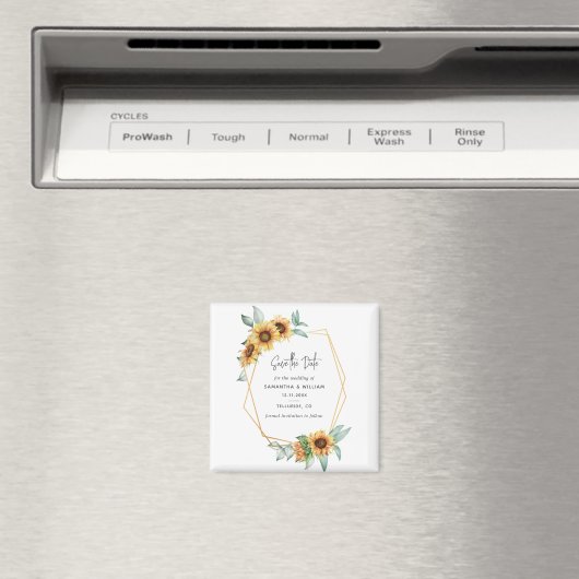 Zonnebloem Eucalyptus Geometric Save the Date Magneet (Insitu (Vaatwasser))