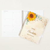 Zonnebloem eucalyptus glitter goud monogram 2026 planner (Display)