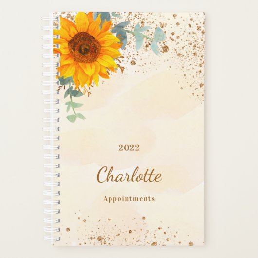 Zonnebloem Eucalyptus glitter gouogram Planner (Voorkant)