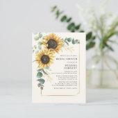 Zonnebloem Eucalyptus Gold Lijst Vrijgezellenfeest Uitnodiging Briefkaart (Staand voorkant)