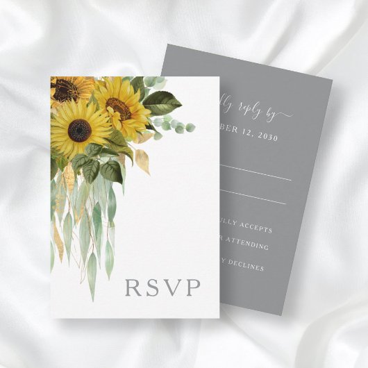 Zonnebloem Eucalyptus Gray Fall Weddenschap RSVP Kaartje