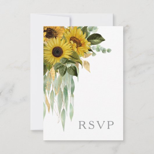 Zonnebloem Eucalyptus Gray Fall Weddenschap RSVP Kaartje (Achterkant)