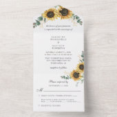 Zonnebloem Eucalyptus Greenery Botanical Wedding All In One Uitnodiging (Binnen)