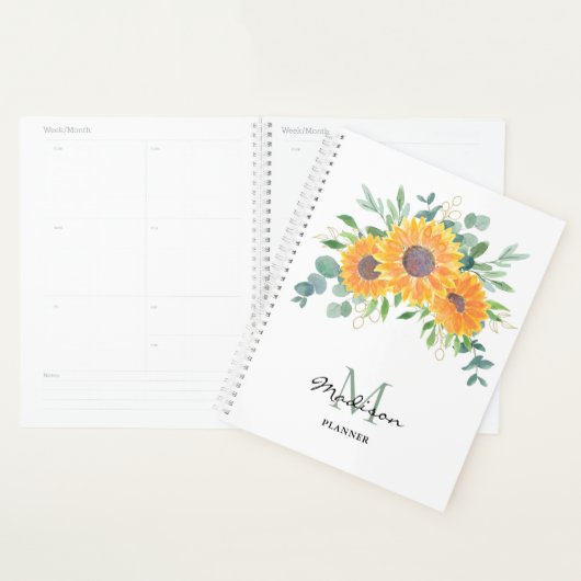 Zonnebloem Eucalyptus Greenery Name Monogram Plann Planner (Display)
