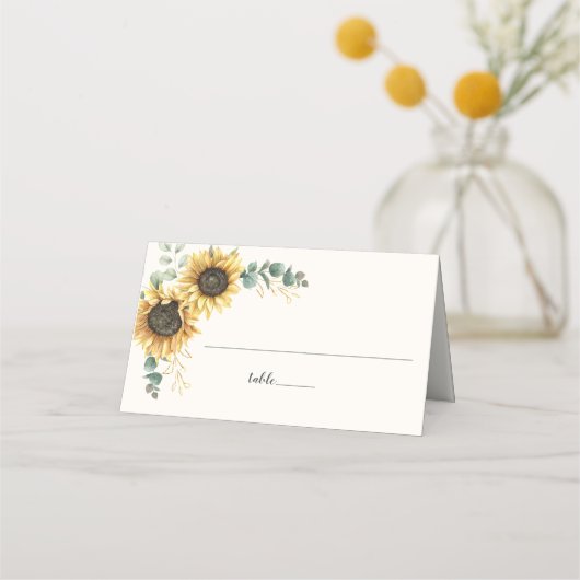 Zonnebloem Eucalyptus Greenery Script Weduwtabel (Voorkant)