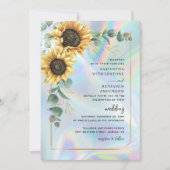 Zonnebloem Eucalyptus Holographic QR Code Weddensc Kaart (Voorkant)