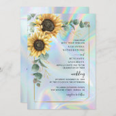 Zonnebloem Eucalyptus Holographic QR Code Weddensc Kaart (Voorkant / Achterkant)