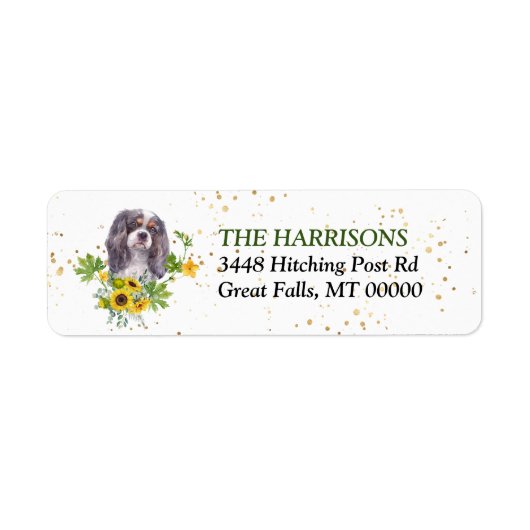 Zonnebloem Eucalyptus King Charles Spaniel Etiket (Voorkant)