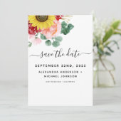 Zonnebloem Eucalyptus Landelijke Waterverf Trouwda Save The Date (Staand voorkant)