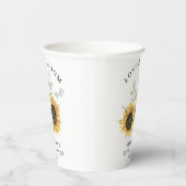 Zonnebloem Eucalyptus Liefde in Bloei Bruidsdiner Papieren Bekers (Rechts)