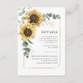 Zonnebloem Eucalyptus loof bruiloft details Informatiekaartje (Voorkant)