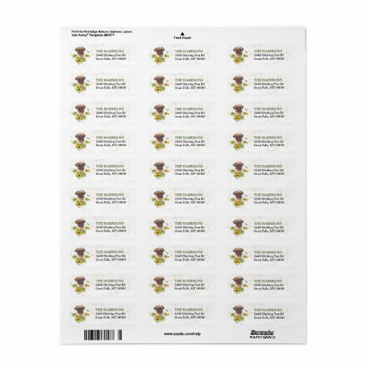 Zonnebloem Eucalyptus Pug Return Label (Full Sheet)