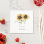 Zonnebloem Eucalyptus Script Bloemen Trouwpapier Servet (Insitu)