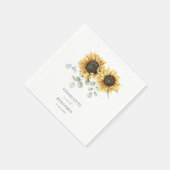 Zonnebloem Eucalyptus Script Bloemen Trouwpapier Servet (Hoek)