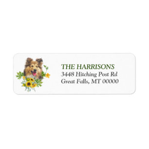 Zonnebloem Eucalyptus Shetland Sheepdog Etiket