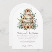 Zonnebloem Eucalyptus taart bruiloft Kaart (Voorkant / Achterkant)