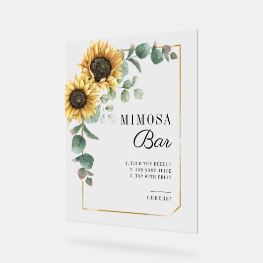 Zonnebloem Eucalyptus Vrijgezellenfeest Mimosa Bar Acryl Bord (Hoek)