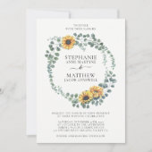 Zonnebloem Eucalyptusbladeren Moderne bruiloft Kaart (Voorkant)