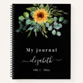 Zonnebloem Eucalyptusgroenschrift zwart Notitieboek (Voorkant)