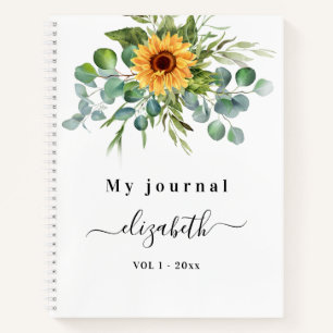 Zonnebloem, eucalyptusgroenscriptnaam notitieboek